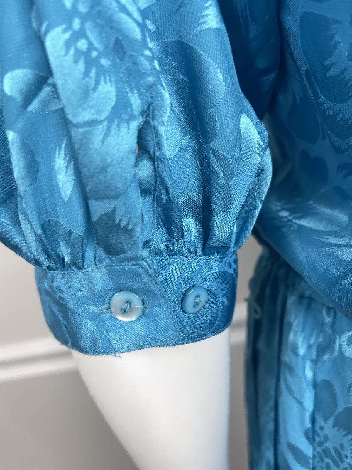 VINTAGE Argenti Pure Dynasty 80s blue Floral Secretary Dress 3/4 Sleeve Size 4