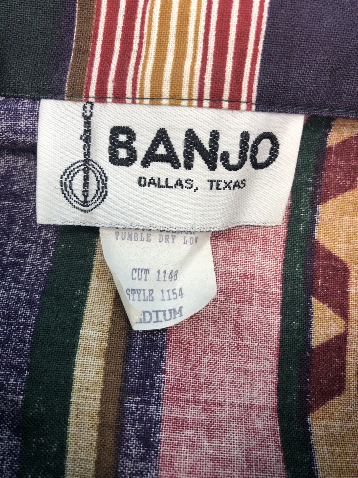 Vintage Banjo Texas Western Wear Womens Crop Shirt Size M Rodeo Square Dancing