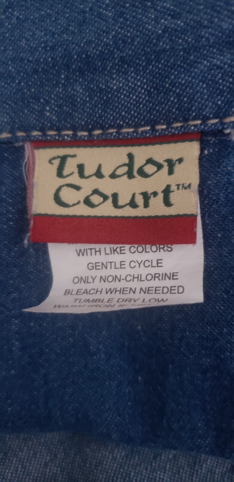 Vintage Tudor Court Denim And Silver Button Southwest Blouse Shirt Women’s Sz XL