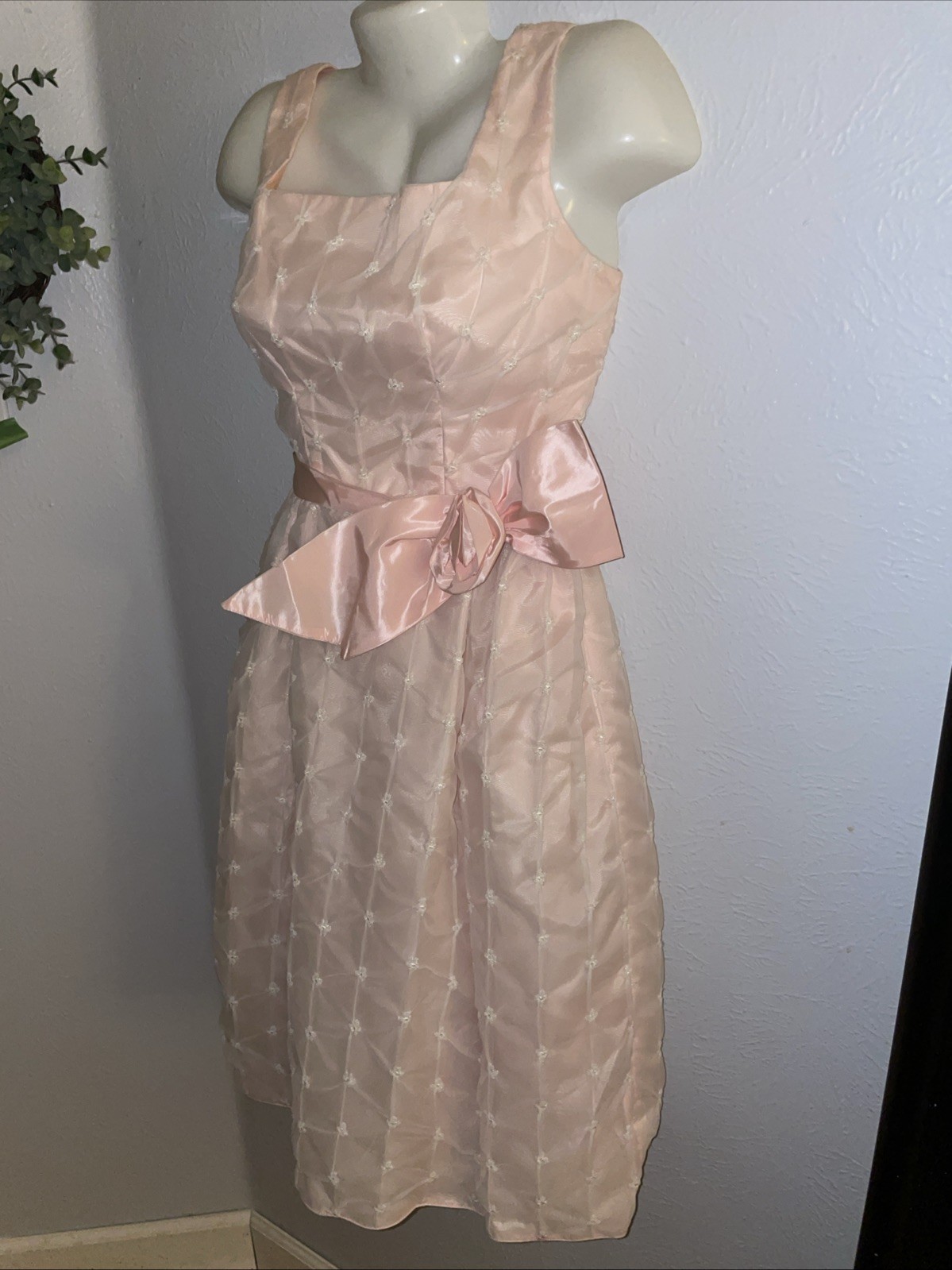 Vintage Womans 50’s Dress Jackie O Pink Party Prom dress Tulle Slip CHIFFON OVER