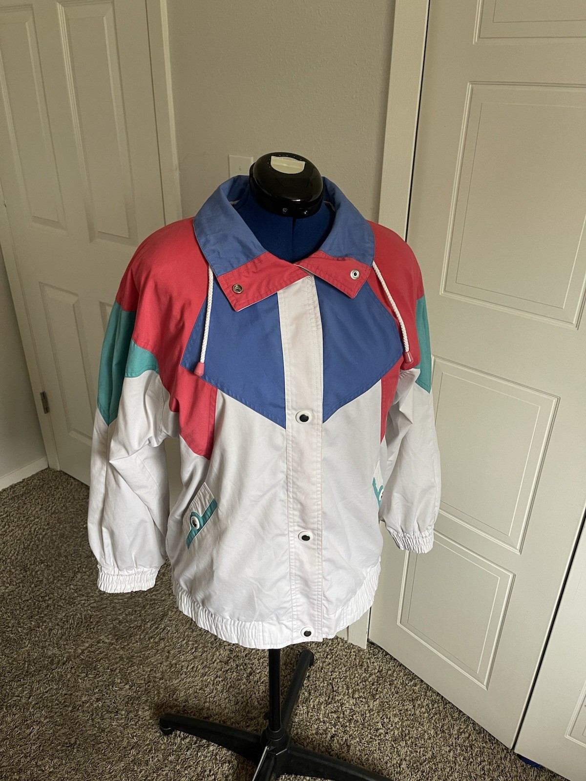 1980s/1990s Izzi Size Med/Large Ski Jacket Multicolor, Colorblock Windbreaker