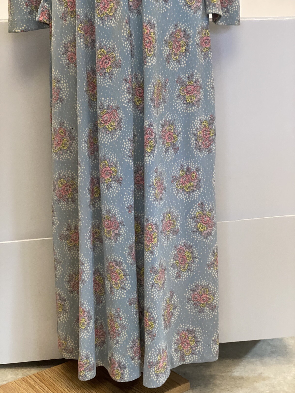 Vintage Phase II 70s Floral Maxi Dress Retro Hippy Boho Ruffled Empire Waist Sm
