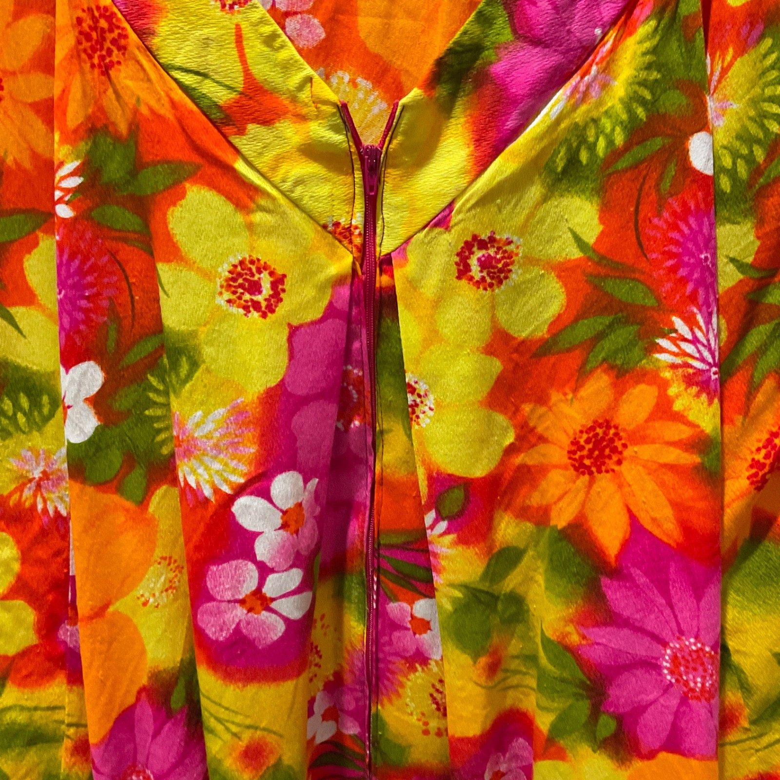Vintage 60s 70s Hawaiian TIKI Dress The Sample Shop Hawaii Day Glow Floral XXL