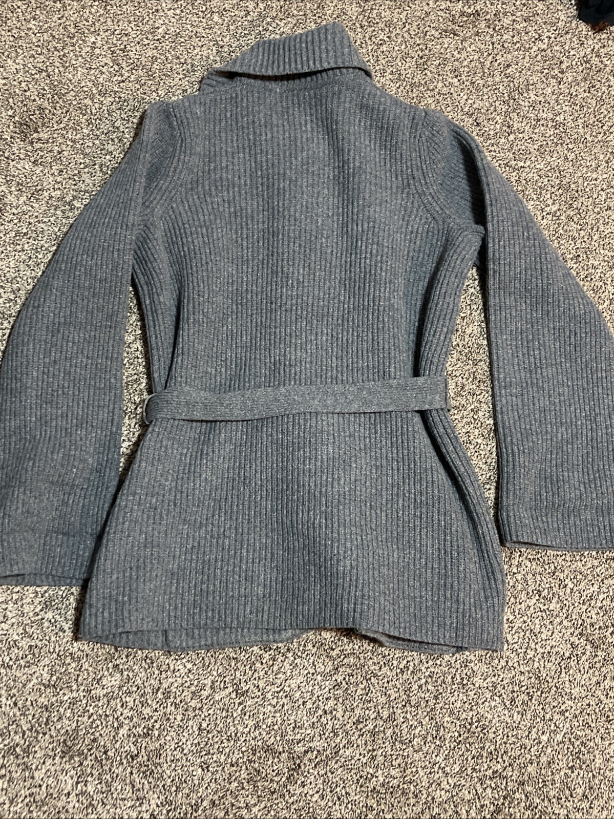 VTG Pendleton Cardigan Belt Lambs Wool L Gray Button Collar