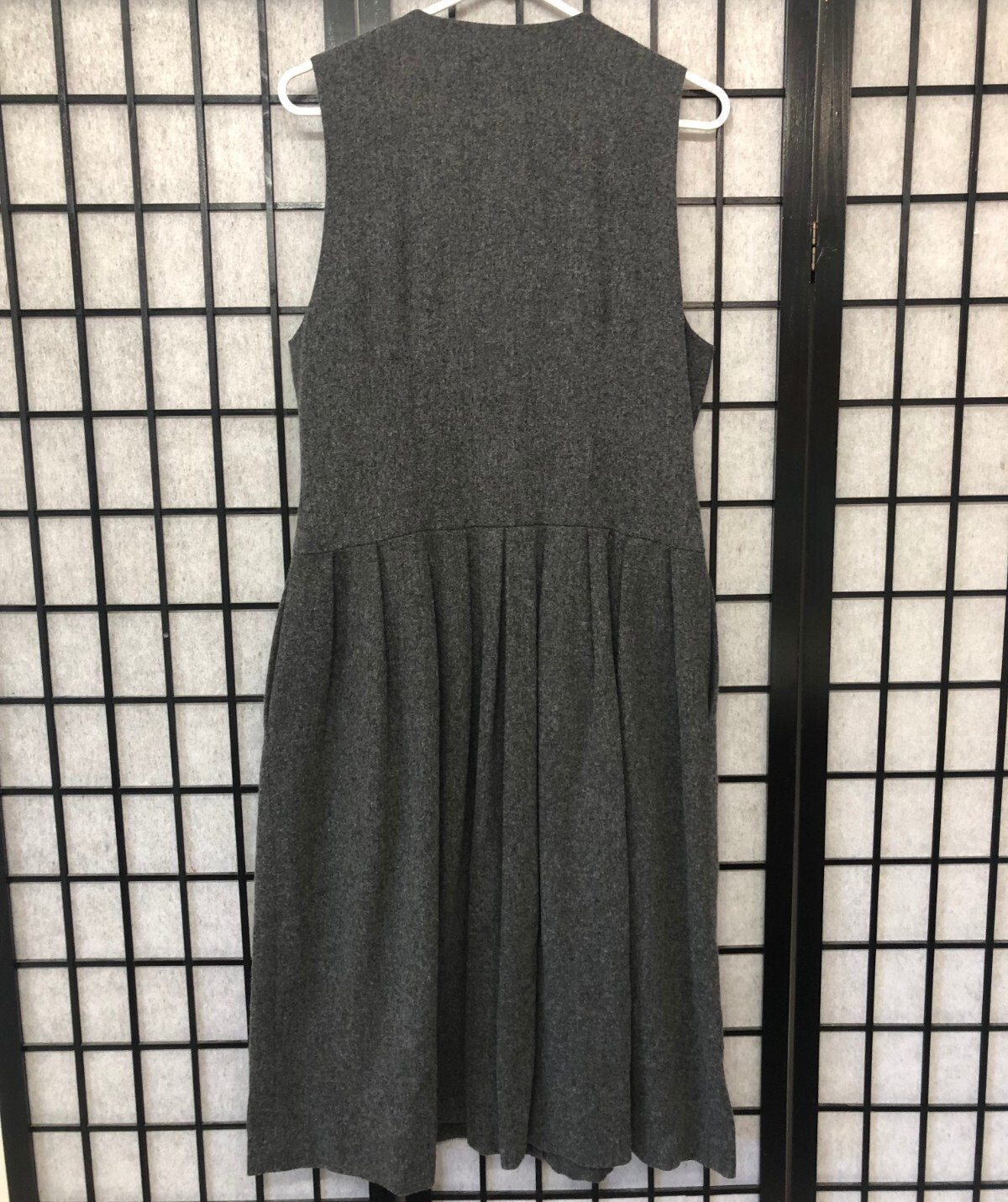 Vintage Gray Wool Jumper Vest Dress Velvet Accents Allen Solly Lolly Medium B2