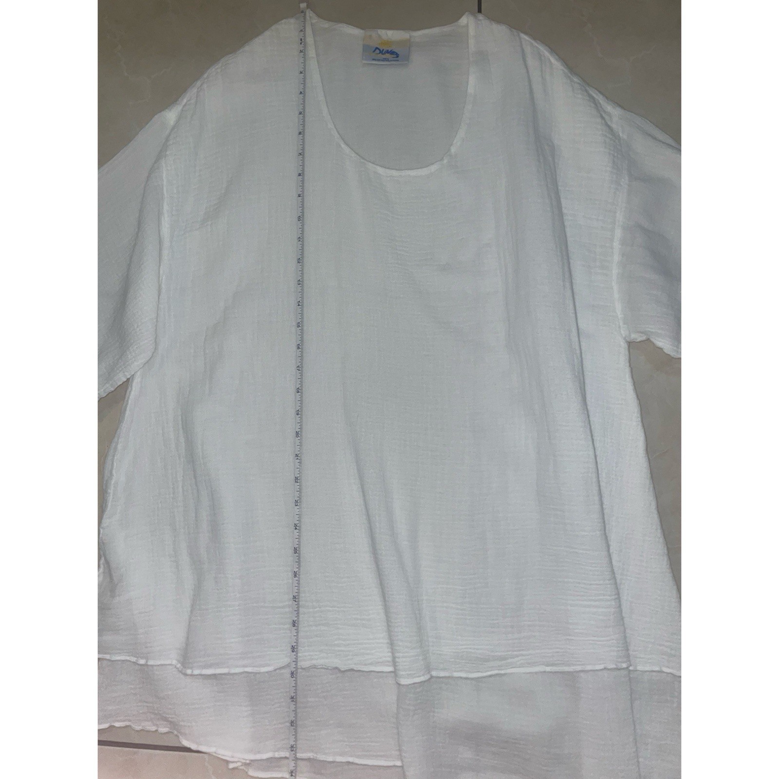 White 100% Cotton Sheer Tunic Cover-up Vintage 90s Dunes For Pool Or Beach