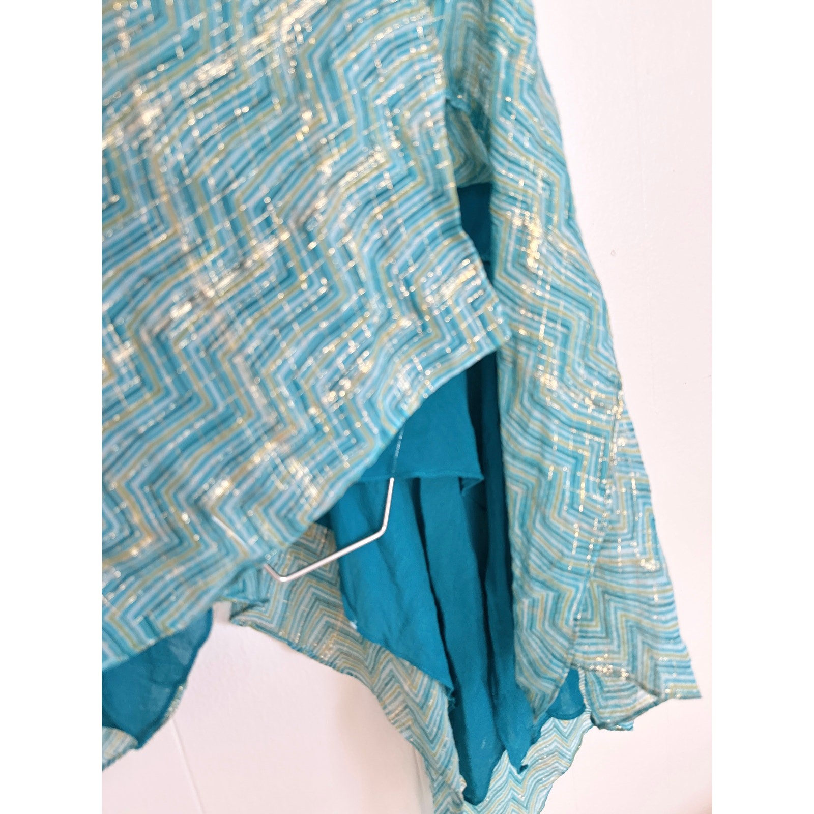 Y2K Vintage Arden B 100% Silk Gold Lurex Asymmetric Handkerchief Dress Small