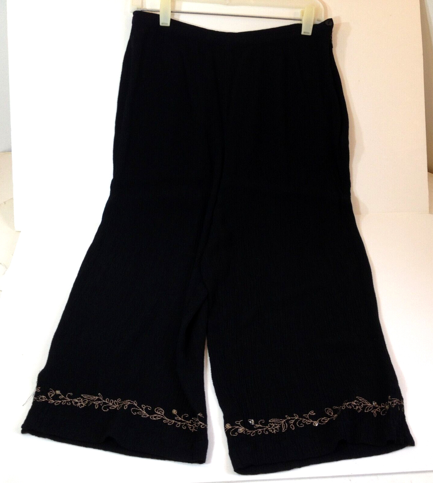 Vintage John Paul Richard Capri Pants Decorated Cuffs Stretch Size L 30 / 20.5