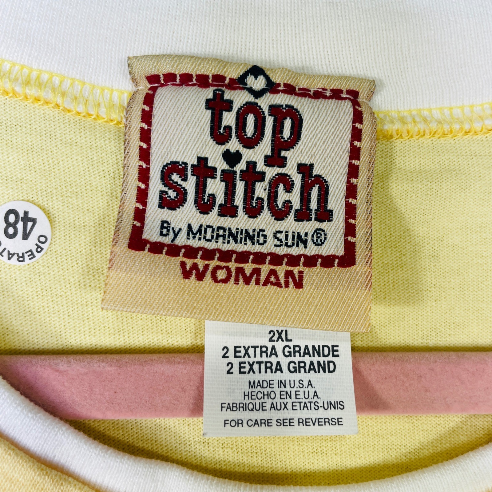 Top Stitch Morning Sun Vintage I Heart Garage Sales T-Shirt Yellow 2XL USA Made