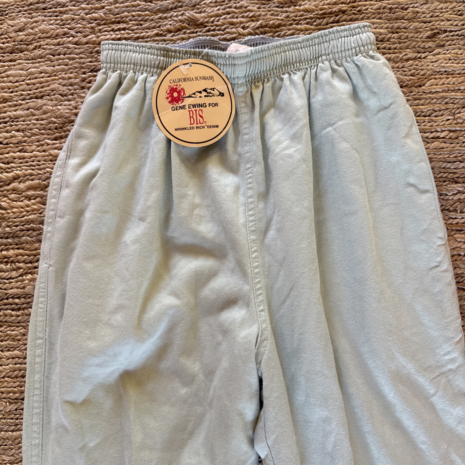 NWT vintage GENE Ewing BIS BIS mint green cotton elastic waist pant size P