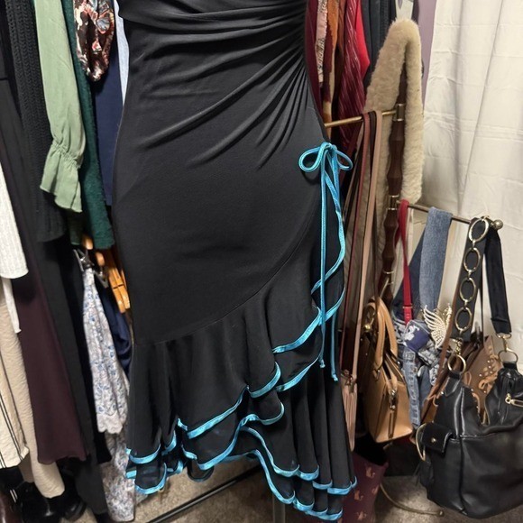 Y2K vintage Black Ruffle Mermaid Maxi Dress