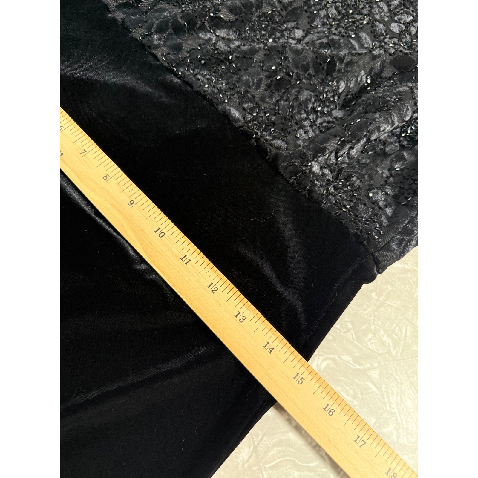 Plaza South Vintage 1999 Black Beaded Floral Burnout Velvet Maxi Dress Goth 8