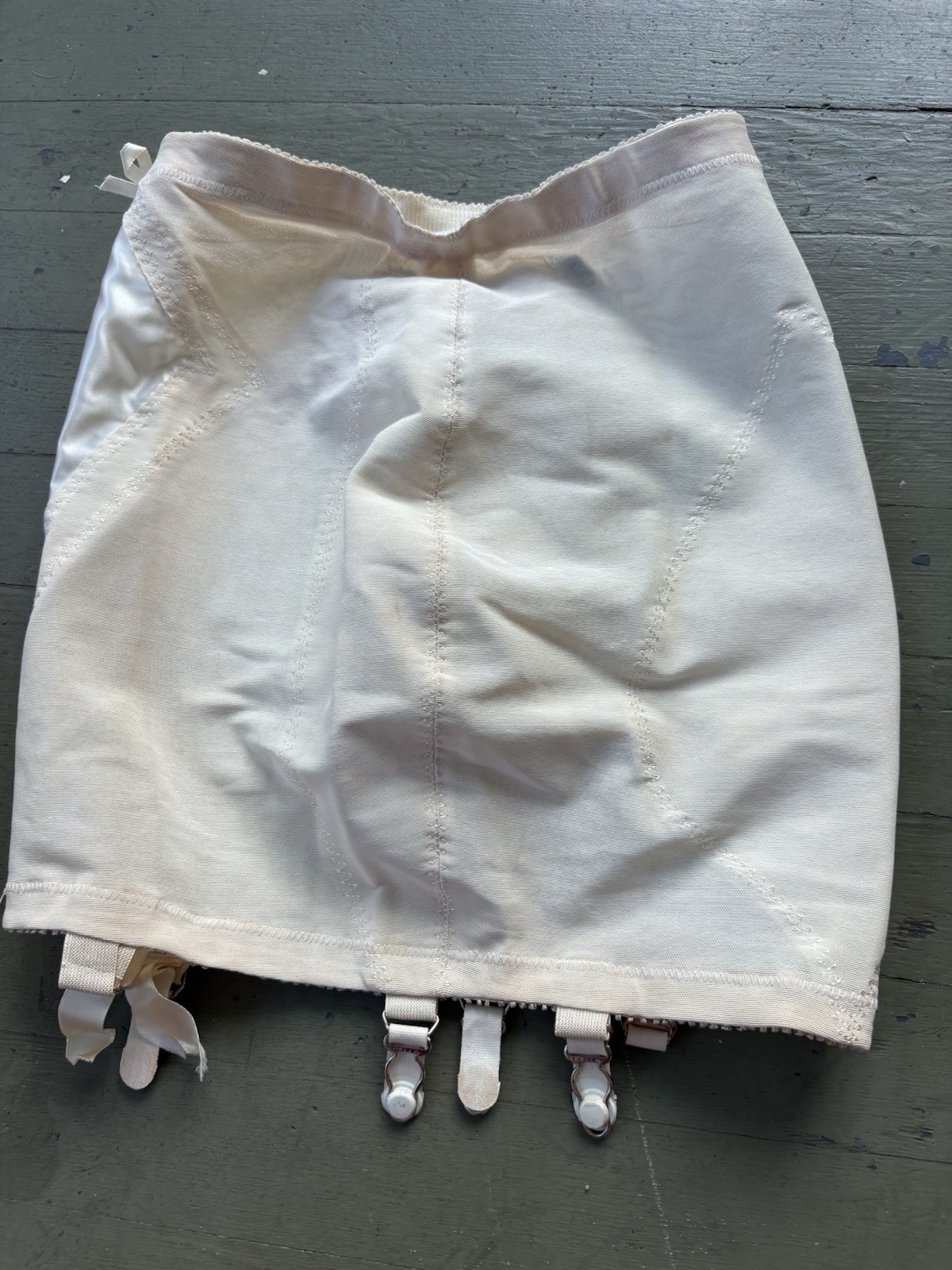 vintage olga suddenly slim open bottom girdle with garters size M Embroidered
