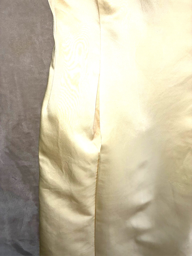 VTG 50’s 60’s Formal Women’s Gown Butter Yellow S Sleeveless Embellished Lined