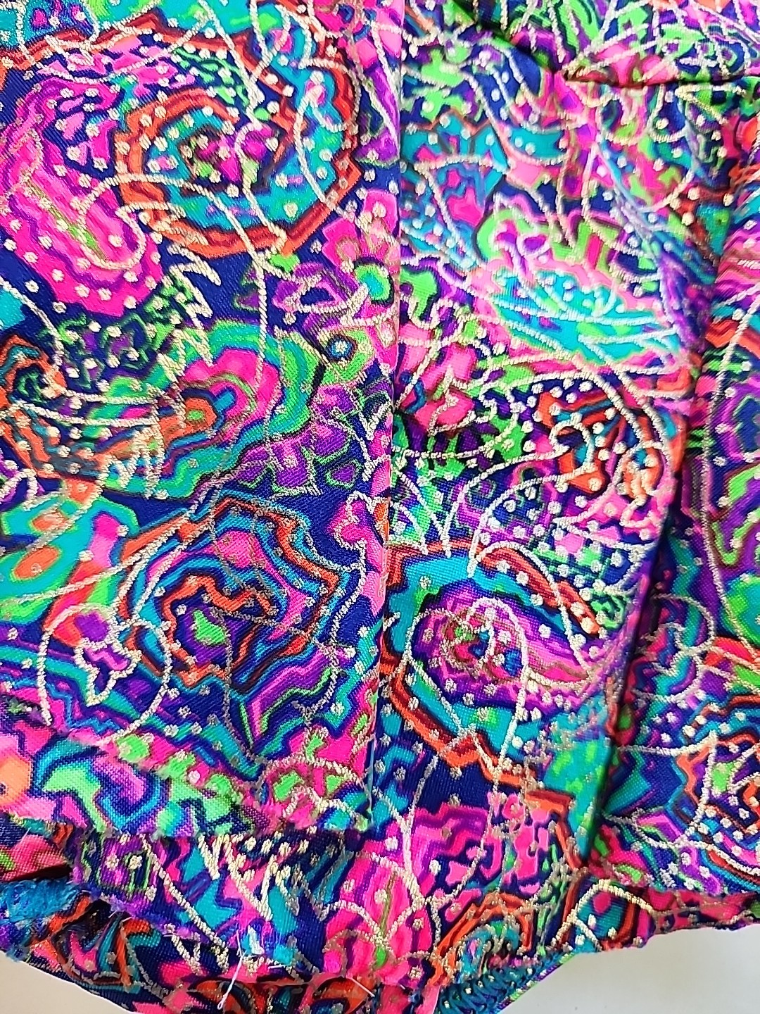 Gantner California Womens Size 10 Psychedelic Neon Colorful 1pc Bathing Suit 80s