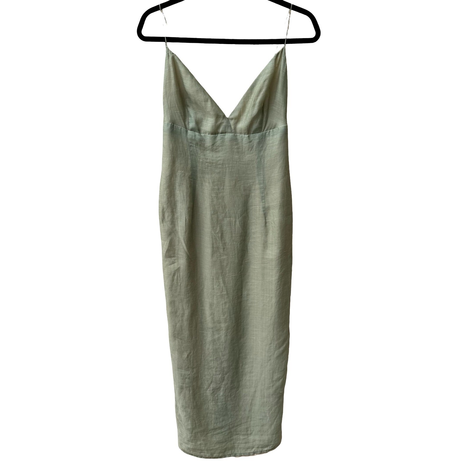 Kathryn Dianos Vintage 90s Silk Ramie Minimalist Coastal Midi Sheath Dress XS