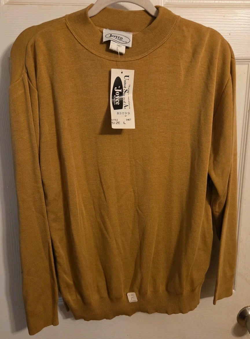 Vntg Joyce Womens Sweater Size L Tan/mustard 100% Acrylic