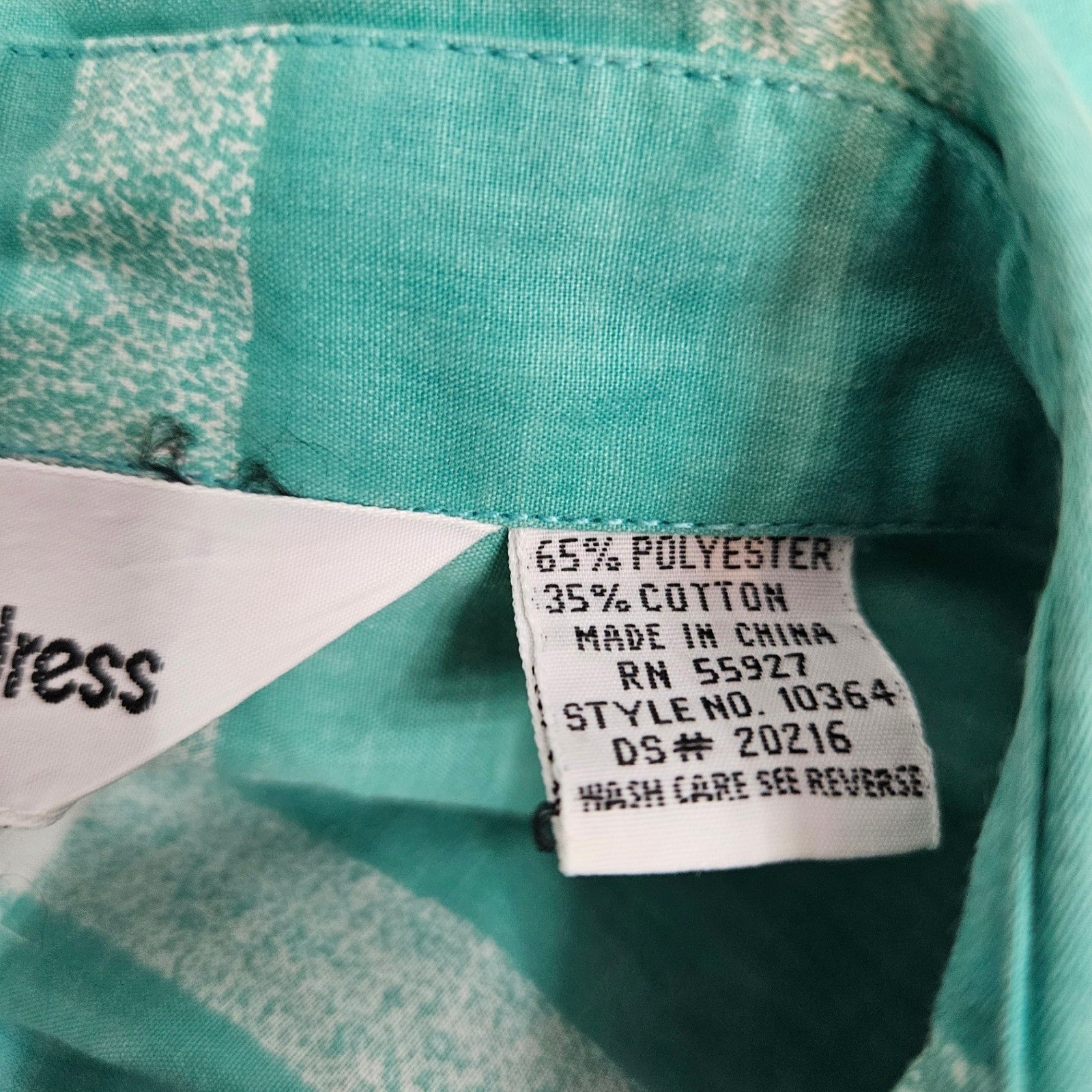 Vintage Sears The Shirtdress Teal Green Plaid Button Down Midi Dress 13/14 i69