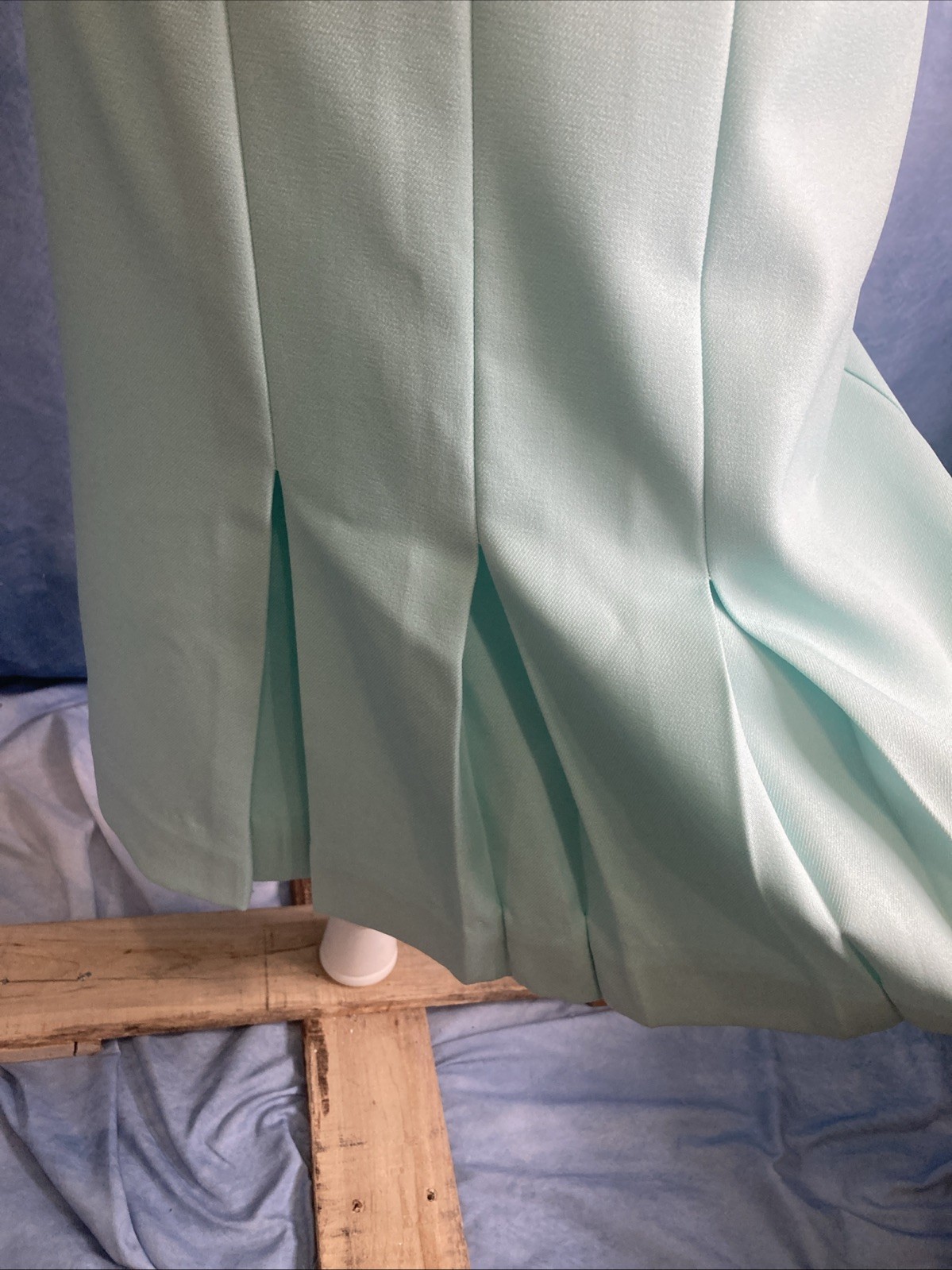 Vtg 80s Haberdashery by Personal Mint Green Pleated Midi Skirt Elastic Waist 12
