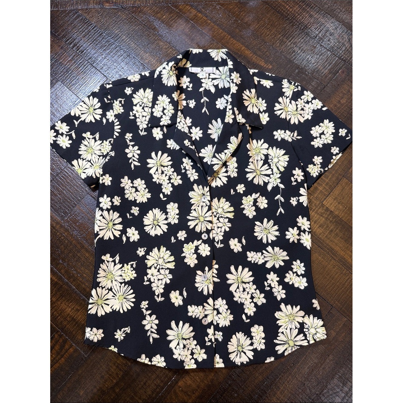 Vintage 90s Y2K Rampage Floral Button Up Blouse S Black Cottagecore