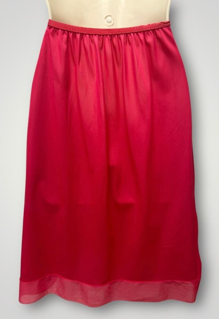 Vintage S XS Nylon Half Slip Dark Pink Chiffon Hem McGreggor