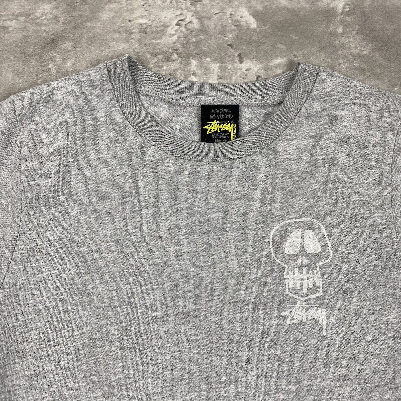 vintage STUSSY skull wings babydoll t shirt Womens M Y2K 2000s street wear USA