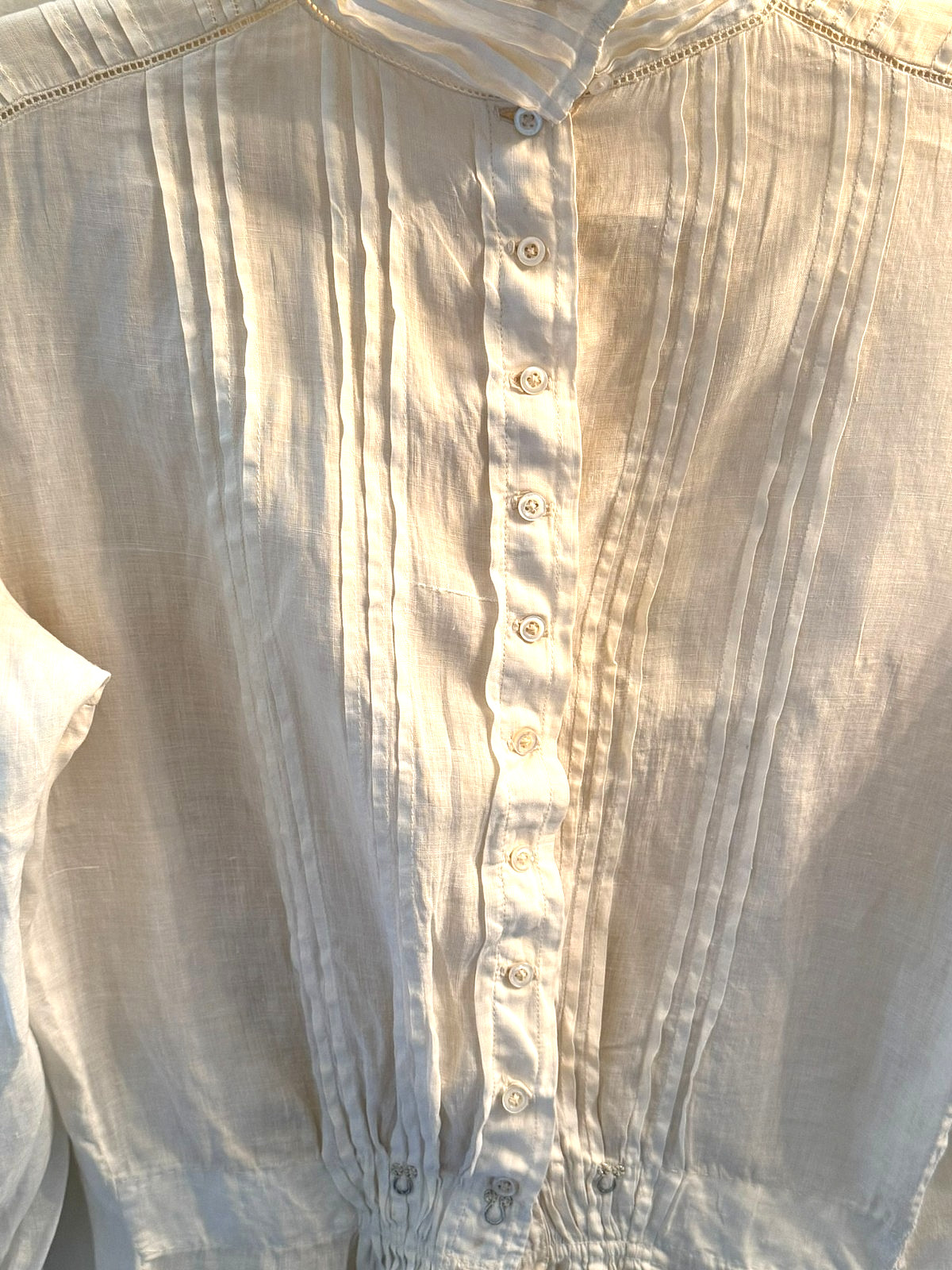 Antique Edwardian White Cotton Lawn Shirtwaist Blouse Early 1900s