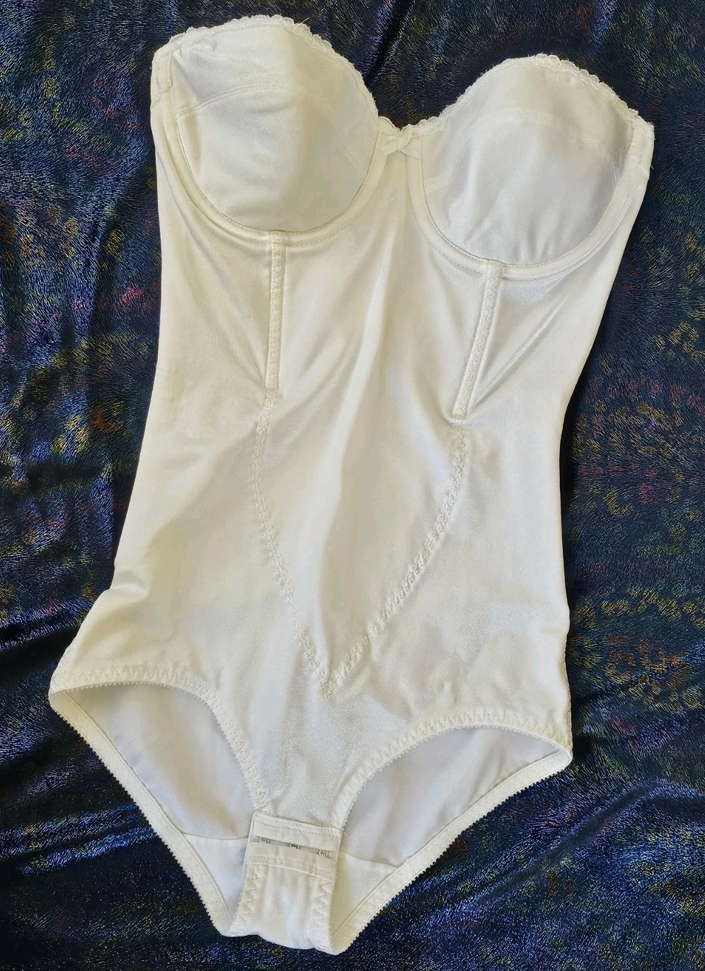 Vintage Shape-Mate White Strapless Corset Bustier Bra One-piece Backless 36B S