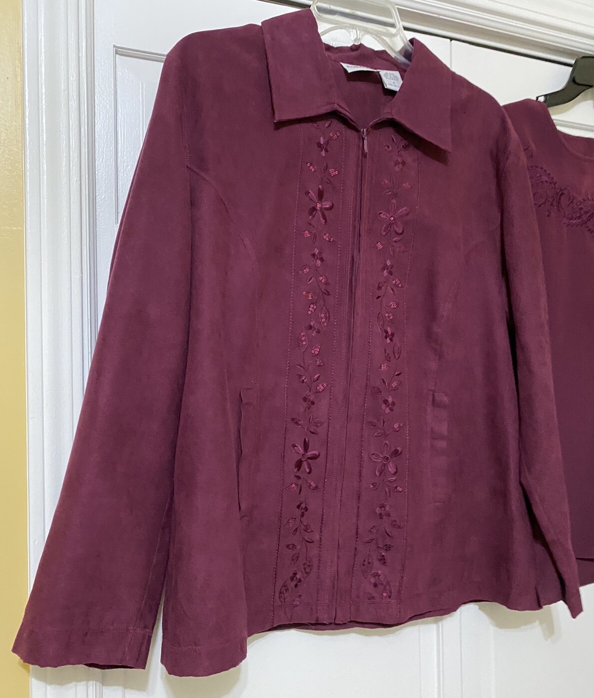 Vintage Bon Worth 3 Piece Purple Poly Suede Sportswear Set Shirt Pants Jacket S