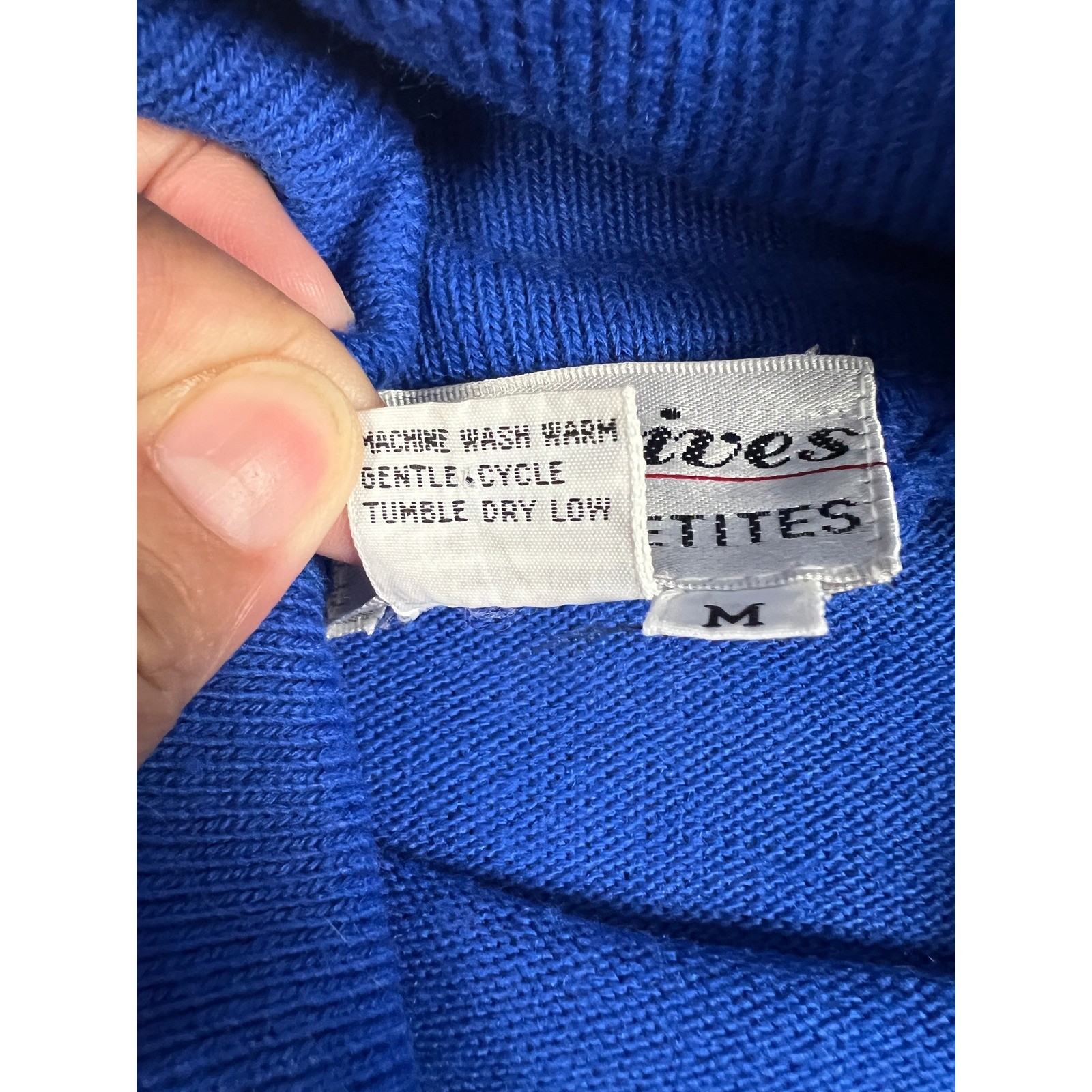 Objectives Sweater Dress Womens MP Blue Turtleneck Vintage Acrylic Contrast Trim