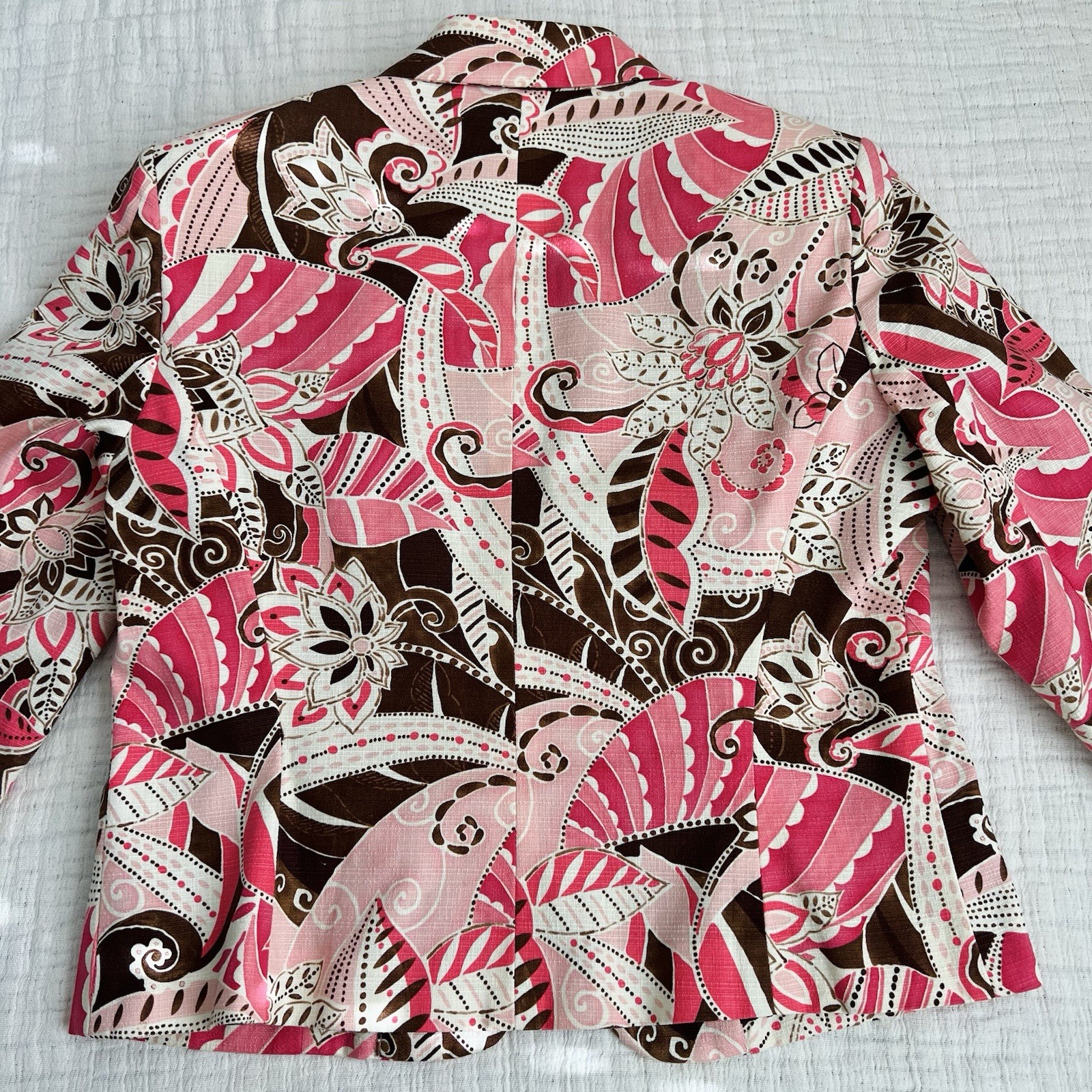 Nine West Vintage Blazer Womens Sz 12 1990s Cotton Cropped Floral Bolero Jacket