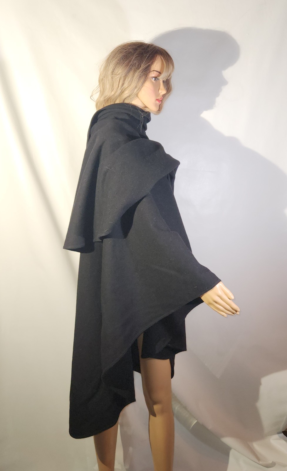 Vintage 1900s Gothic Opera Cape Goth Bat Wings Wool Cape Black One Size 68″x50″