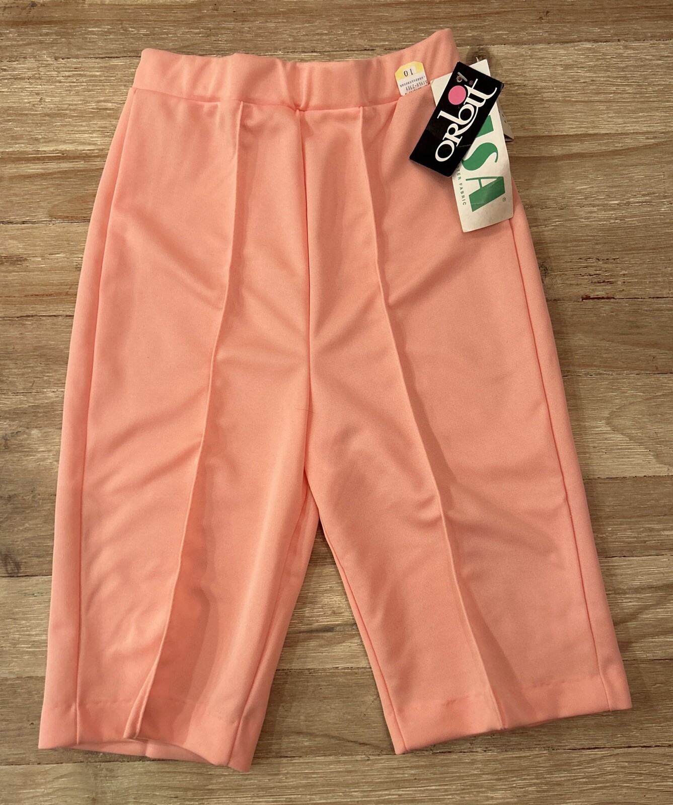 Vintage 60/70s Orbit Shorts Women 10 Peach High Rise Bermuda Sewn Seam NEW