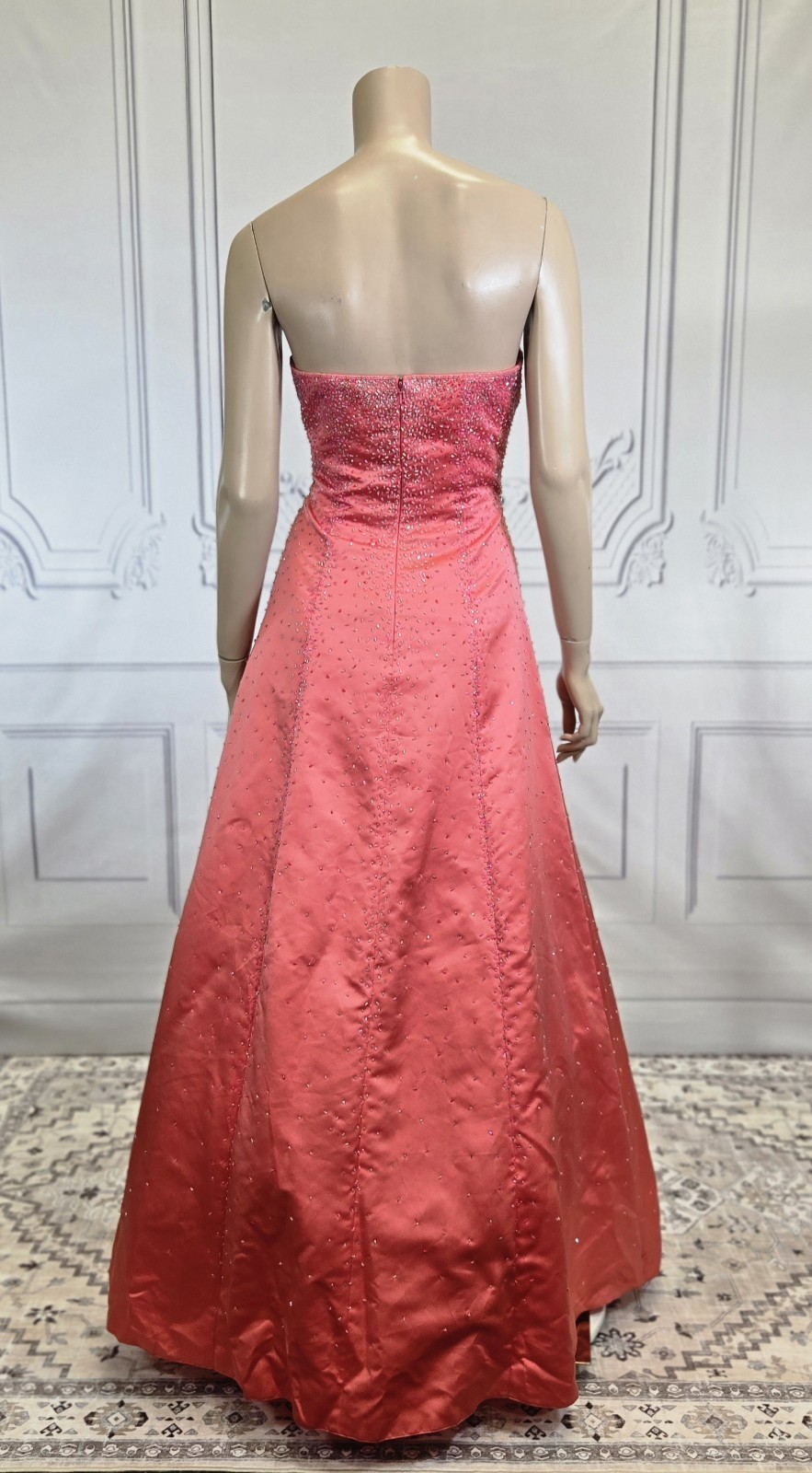 Precious Formals Y2K Pink Beaded Strapless Party Prom Quince Formal Dress sz 10