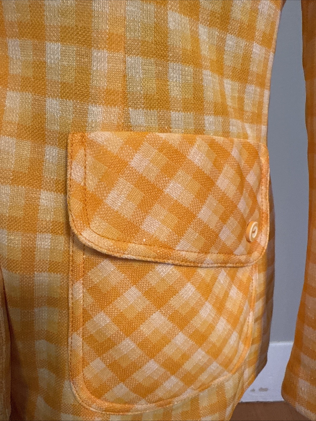 Vintage 1970’s Alex Colman California Plaid Blazer Jacket Dagger Collar S/M