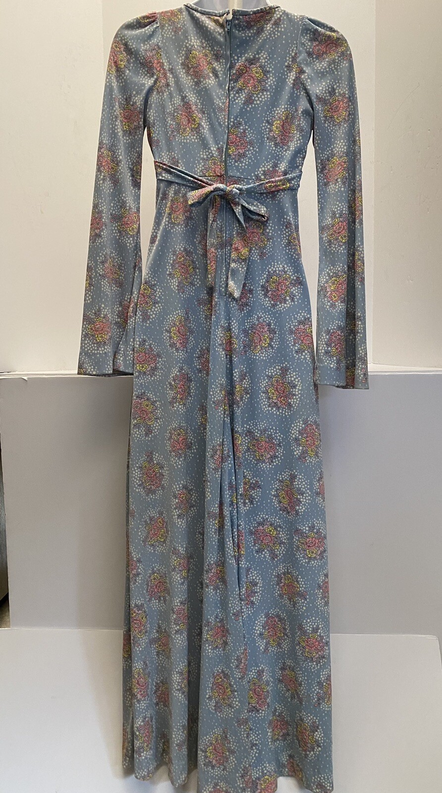 Vintage Phase II 70s Floral Maxi Dress Retro Hippy Boho Ruffled Empire Waist Sm