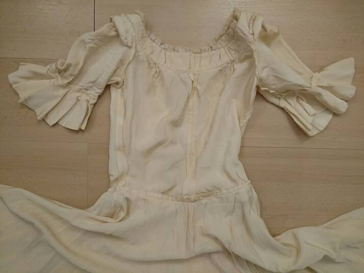 Vintage Faille Wedding Dress Full Skirt Cream Ivory Bridal Gown 34″B 27″W