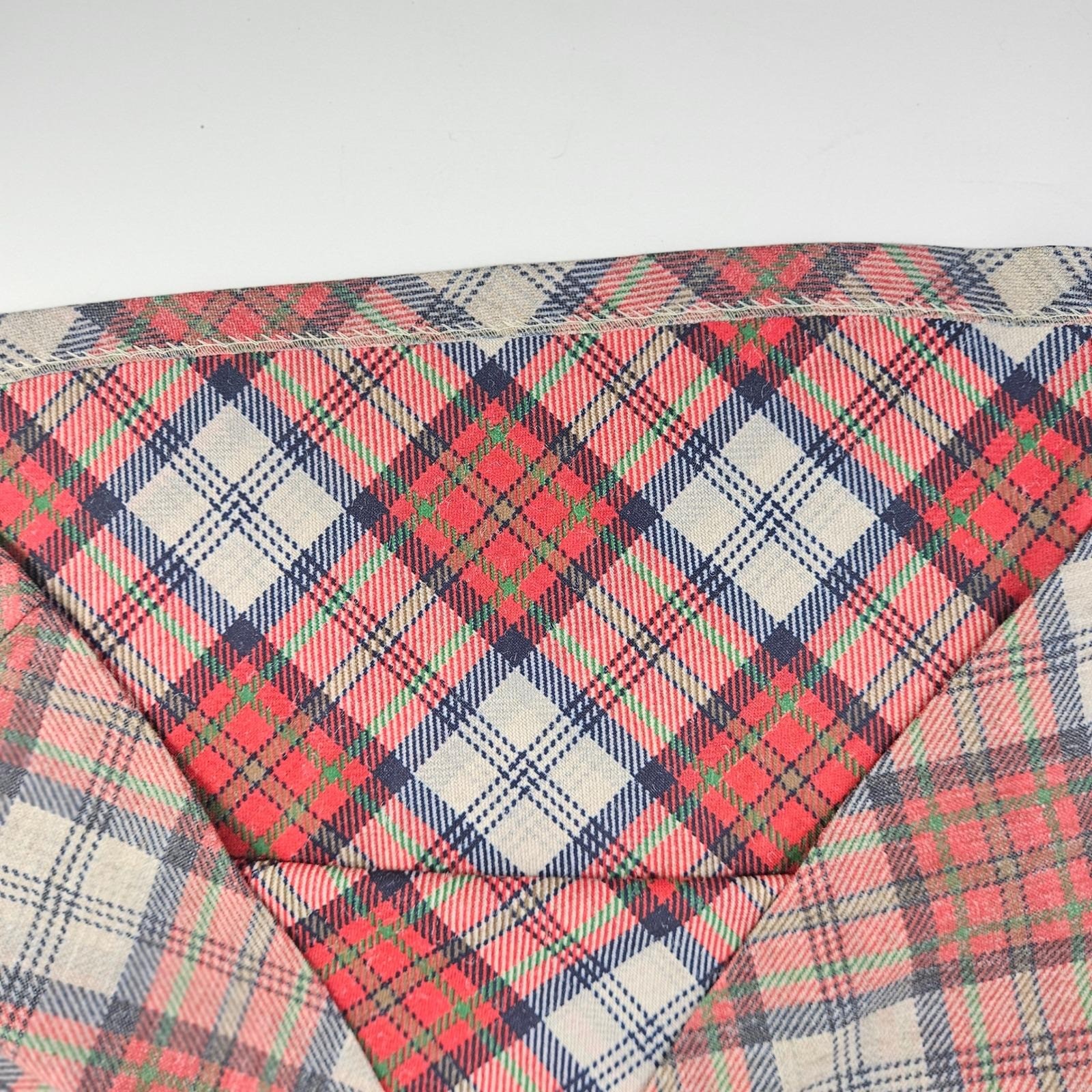 Vintage 70s 80s Plaid A-Line Skirt Red Green Tan High Waisted Midi USA Made M/L