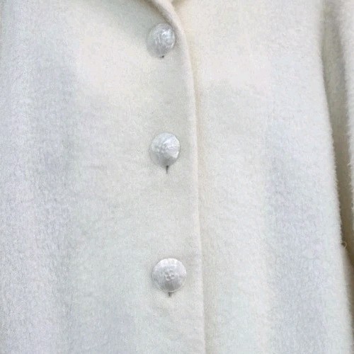 Vintage Betty Rose White Wool Bouclé Coat 3 Buttons Mid Century 1960s