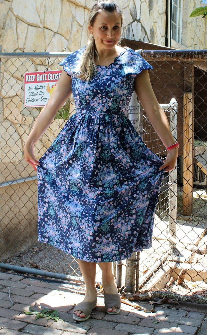 Vintage Kathryn Conover Design 1980s Floral Print Midi Dress M Women