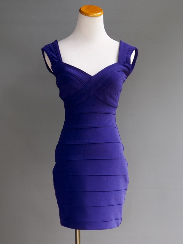 VTG Tadashi Pure Purple Kryptonite Body Con Sexy Bandage Tight Stretch Dress S