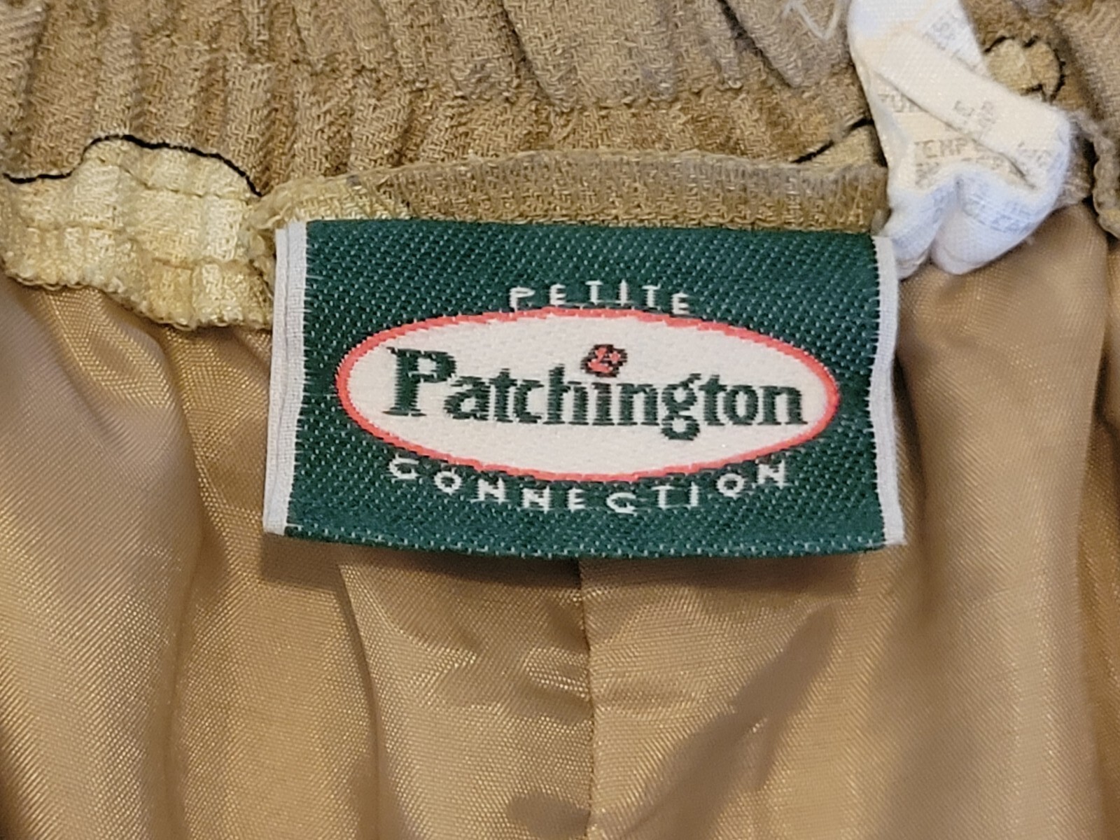 Patchington Vintage Shorts, Khaki w/ Yellow Flowers, Linen Look, Pockets Size SP