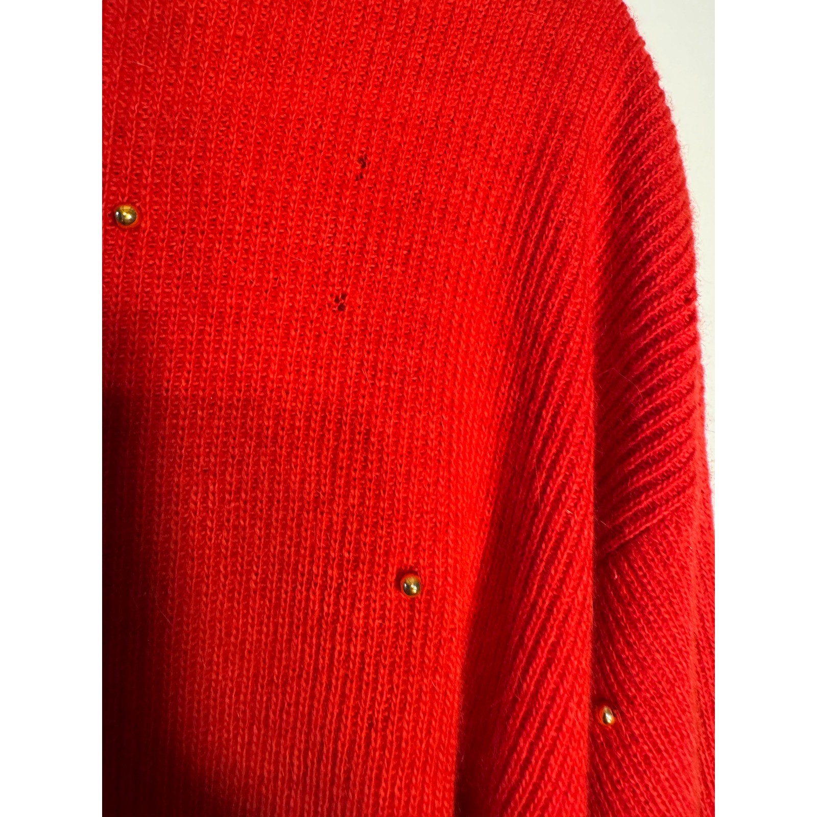 Marisa Christina Classics Vintage Red Beaded Sequin Crest Angora Wool Sweater