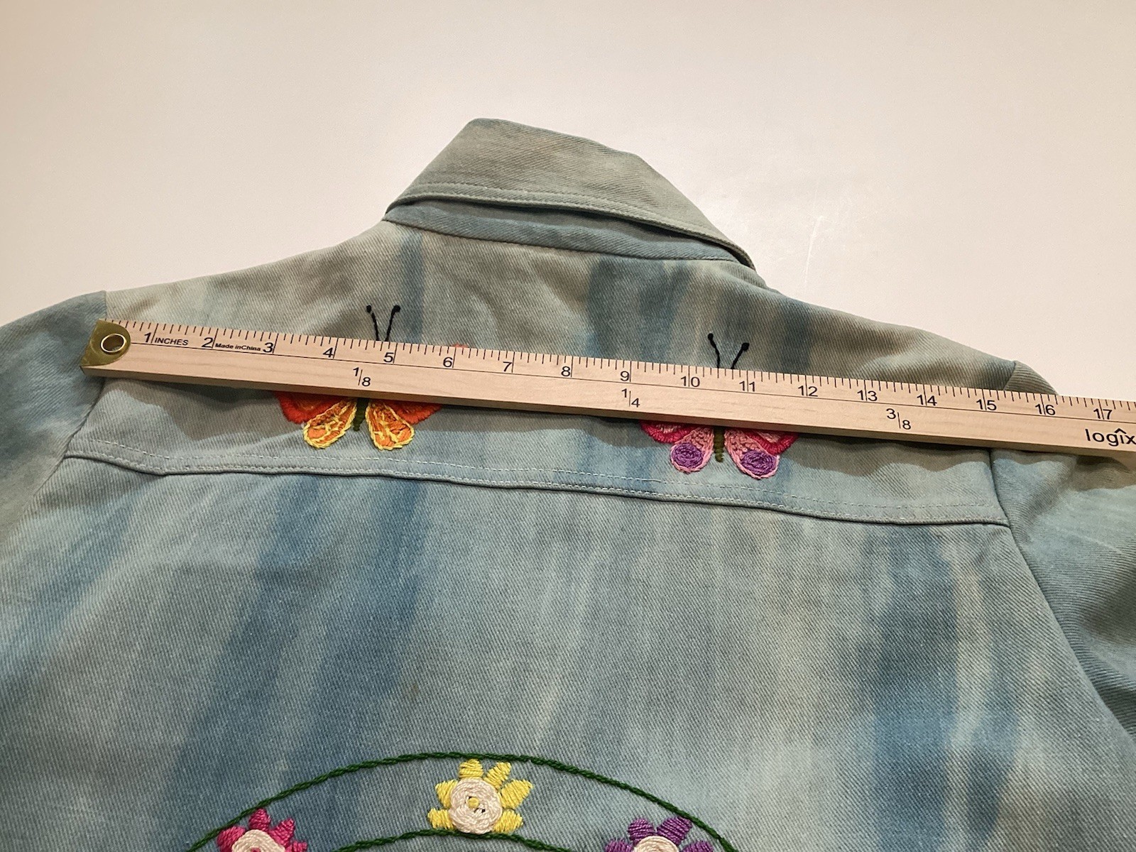 Vtg Hand Embroidered Snap Front Jean Jacket, 1972