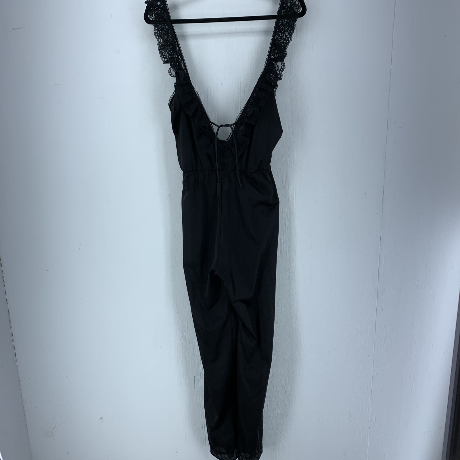 Vintage Movie Star Womens Medium Lace Trim Lingerie Jumpsuit USA 70’s Whimsigoth