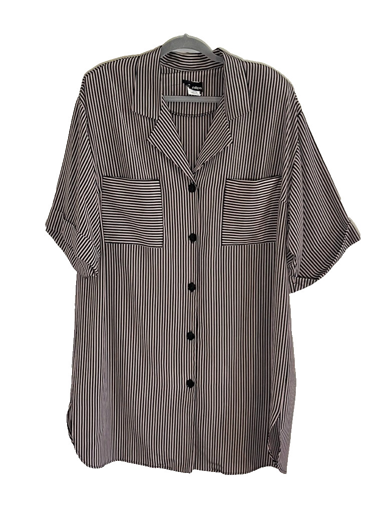 Vintage Striped Shirt Dress 22 Neutral Minimalist Preppy Classic Chic 1970s Mod