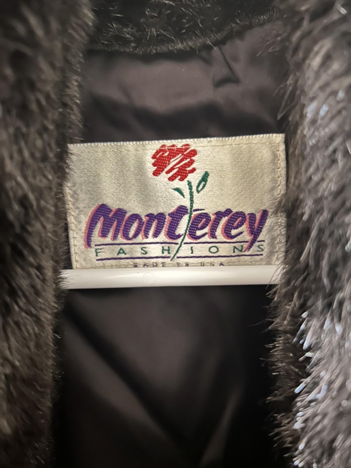 Y2K Vintage 90S Monterey Fashions Black Faux Fur Coat / Jacket SZ 16 Retro