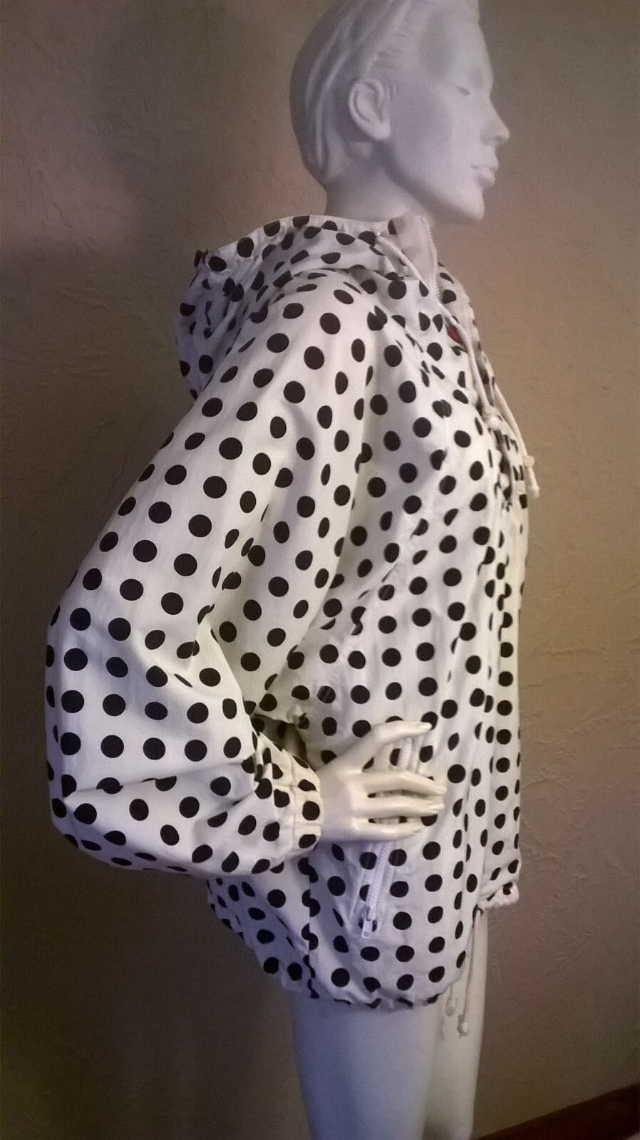 VTG 80’s „MIstal” Black & White Polka Dot Dolman Sleeve/Hooded Ski Jacket M