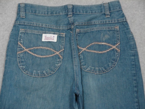KL19454 VINTAGE 1970s TOUCHE HIGH WAIST WOMENS JEANS sz13; TALON 42