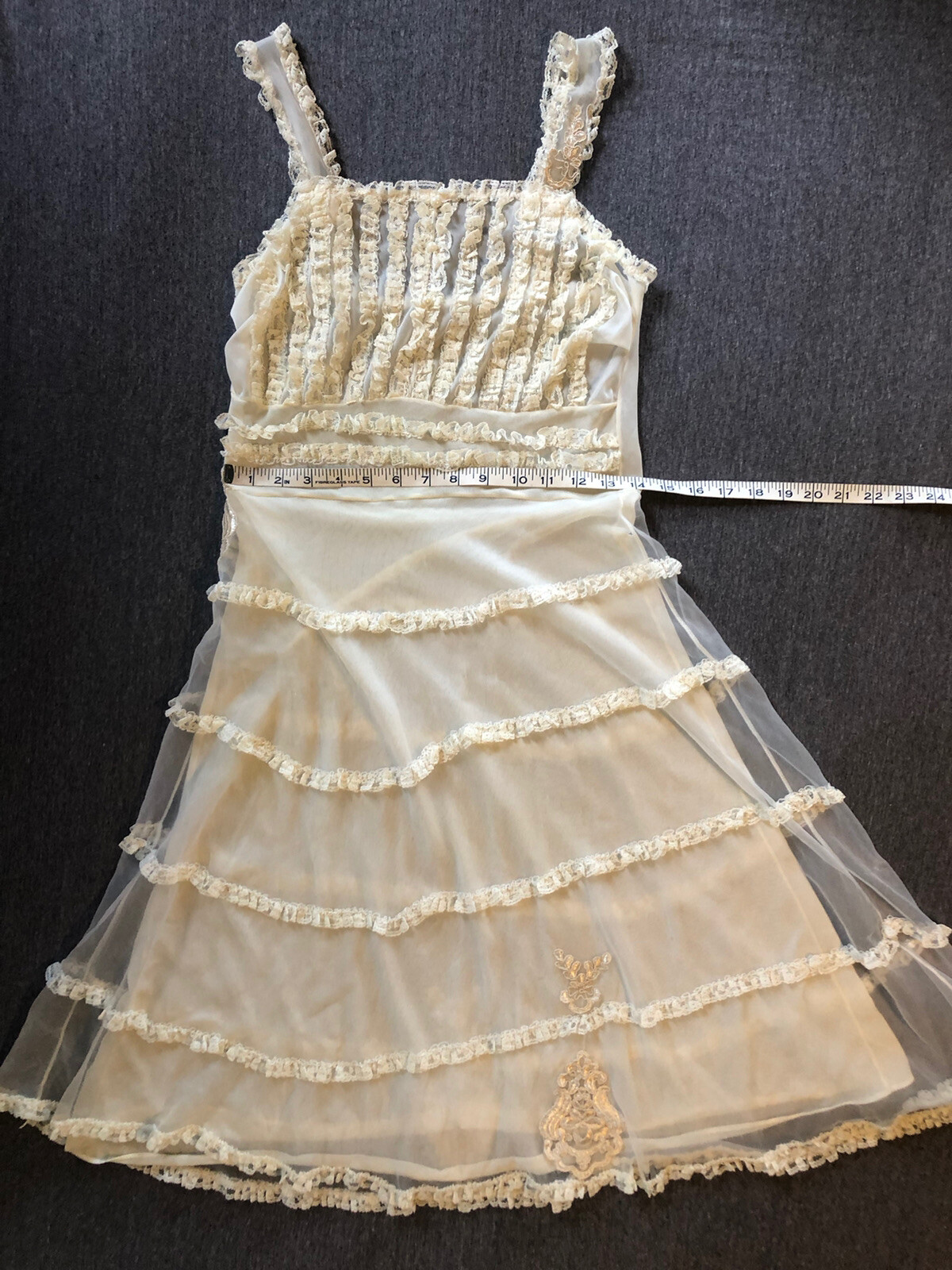 Vintage 50s Slip Dress Nightgown Doll Cottage Prairie Edwardian Victorian Ghost